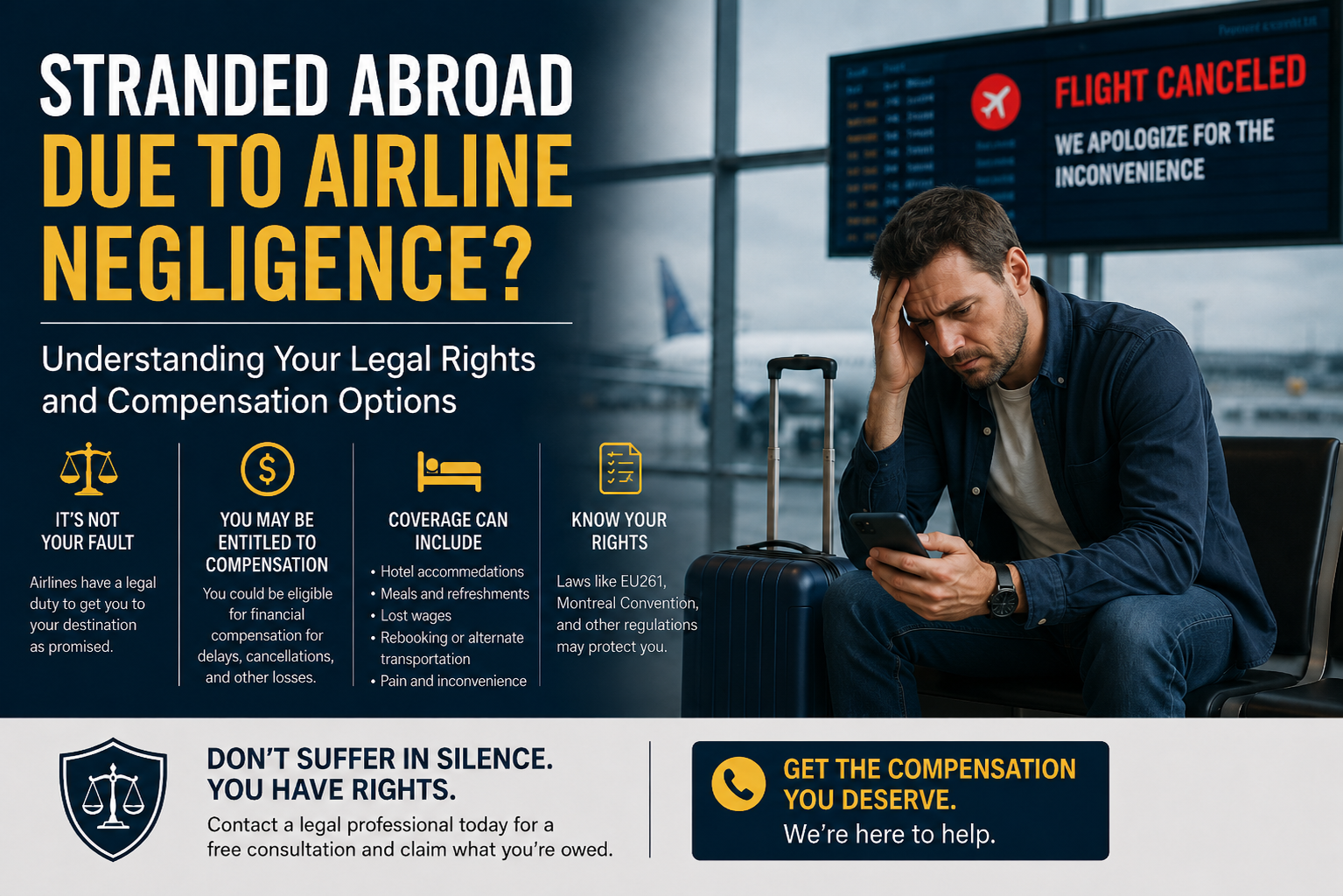 ✈️ Stranded Abroad Due to Airline Negligence? Understanding Your Legal Rights and Compensation Options 🌍⚖️